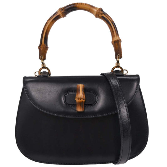 Gucci Black Bamboo 2way Shoulder Handbag
