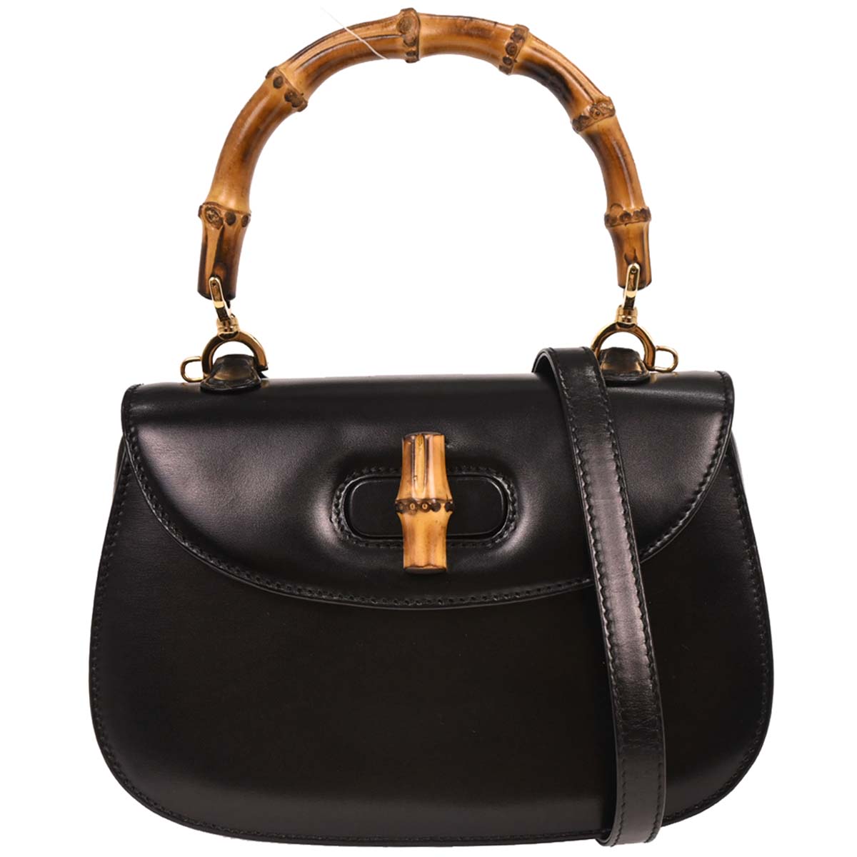 Gucci Black Bamboo 2way Shoulder Handbag