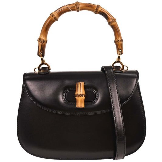 Gucci Black Bamboo 2way Shoulder Handbag