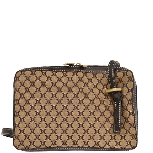 Celine Beige Canvas Macadam Shoulder Bag