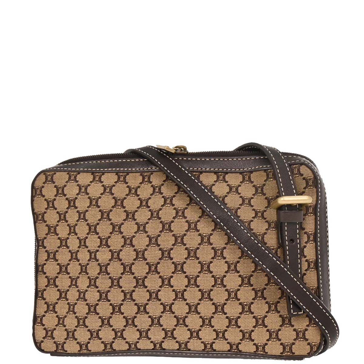 Celine Beige Canvas Macadam Shoulder Bag
