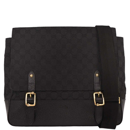 Gucci Black Canvas GG Messenger Shoulder Bag