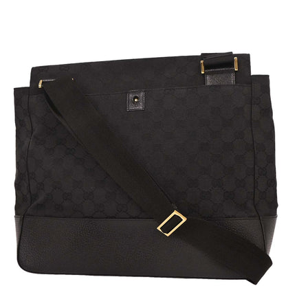 Gucci Black Canvas GG Messenger Shoulder Bag