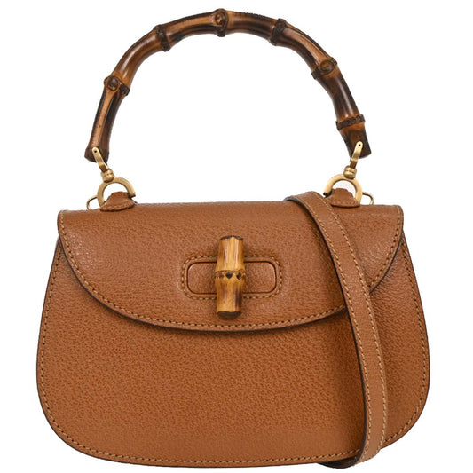 Gucci Brown Pigskin Bamboo 2way Shoulder Handbag