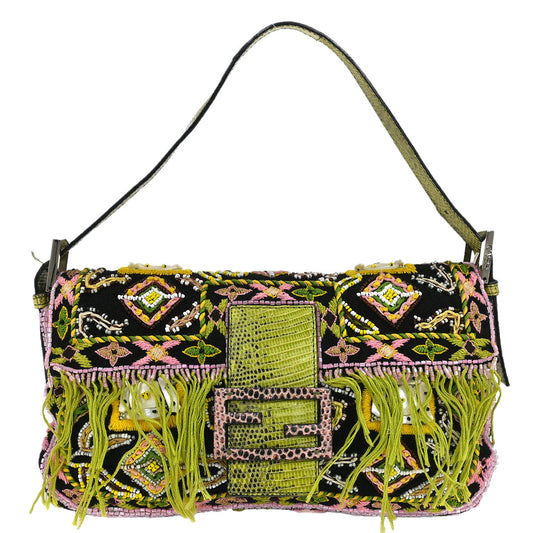 Fendi * Multicolor Embroidered Baguette Handbag