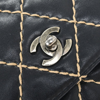 Chanel Black Calfskin Wild Stitch Shoulder Bag