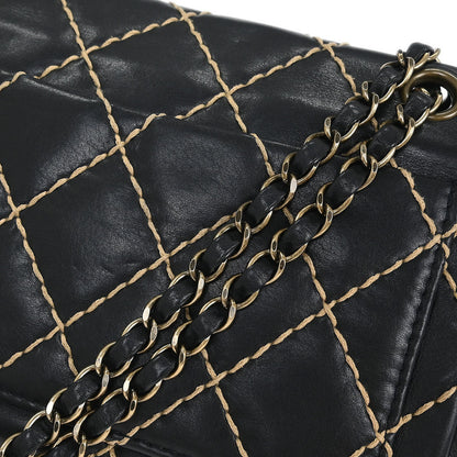 Chanel Black Calfskin Wild Stitch Shoulder Bag
