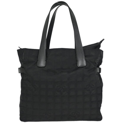 Chanel Black Jacquard Nylon Travel Line Tote Handbag
