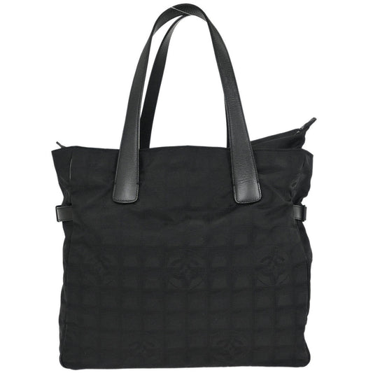 Chanel Black Jacquard Nylon Travel Line Tote Handbag