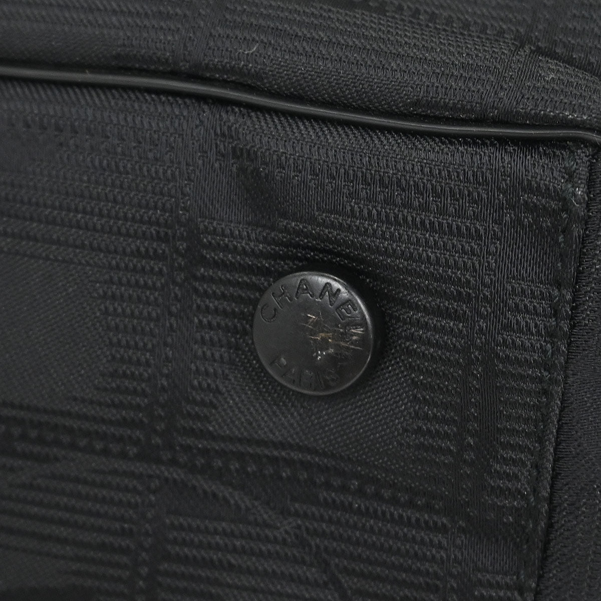 Chanel Black Jacquard Nylon Travel Line Tote Handbag