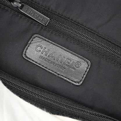 Chanel Black Jacquard Nylon Travel Line Tote Handbag