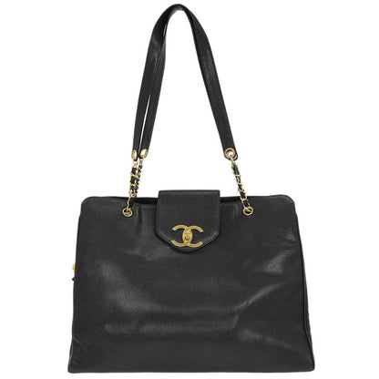 Chanel Black Caviar Supermodel Shoulder Tote Bag