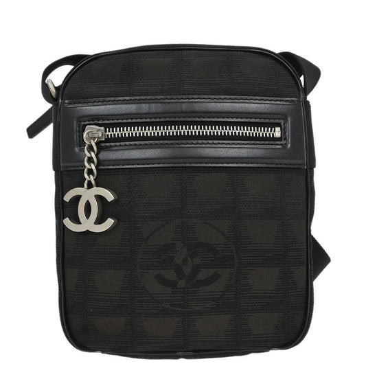 Chanel Dark Brown Jacquard Travel Line Shoulder Bag