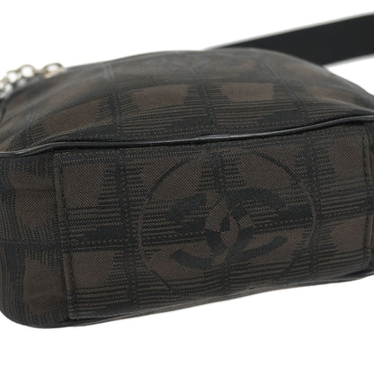 Chanel Dark Brown Jacquard Travel Line Shoulder Bag