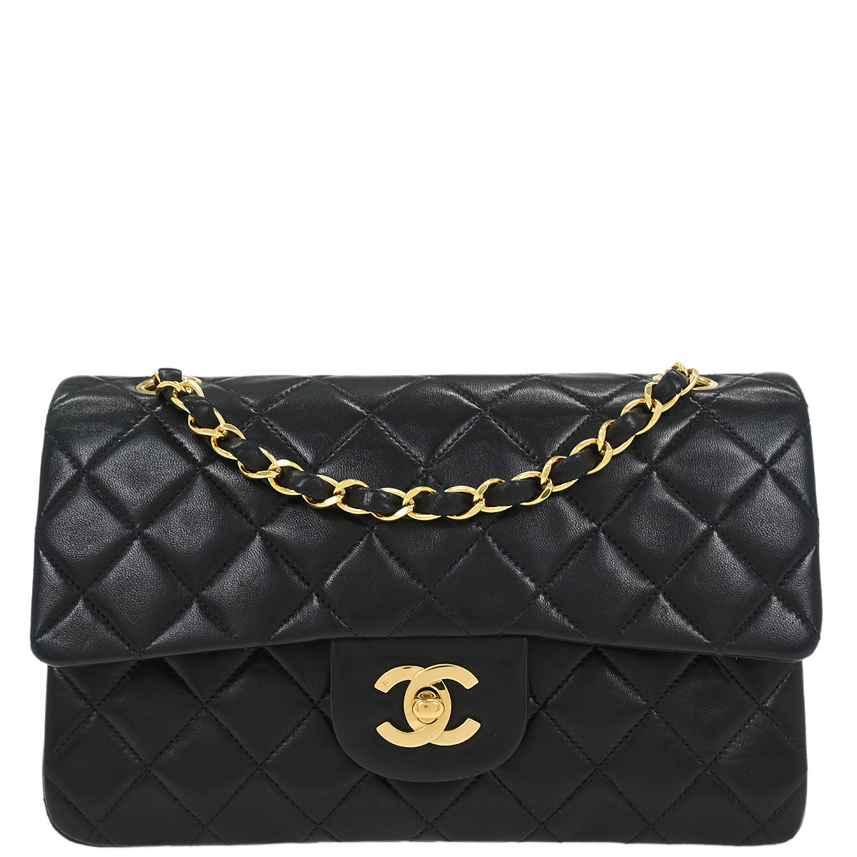 Chanel Black Lambskin Small Classic Double Flap Shoulder Bag