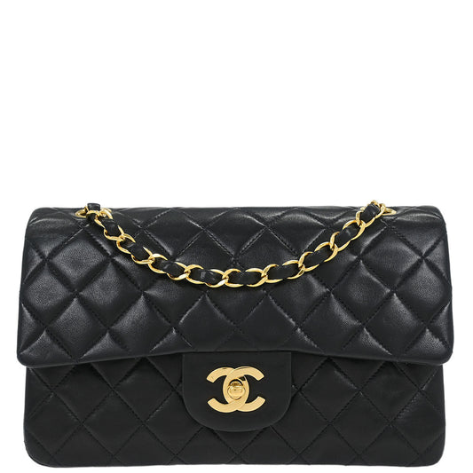 Chanel Black Lambskin Small Classic Double Flap Shoulder Bag