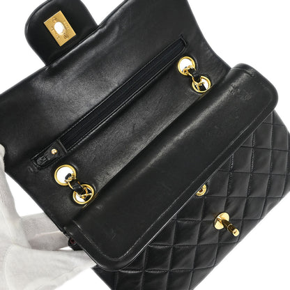 Chanel Black Lambskin Small Classic Double Flap Shoulder Bag