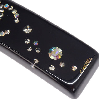 Chanel Hair Clip Hairpin Barrette CC Rhinestone Black 03A