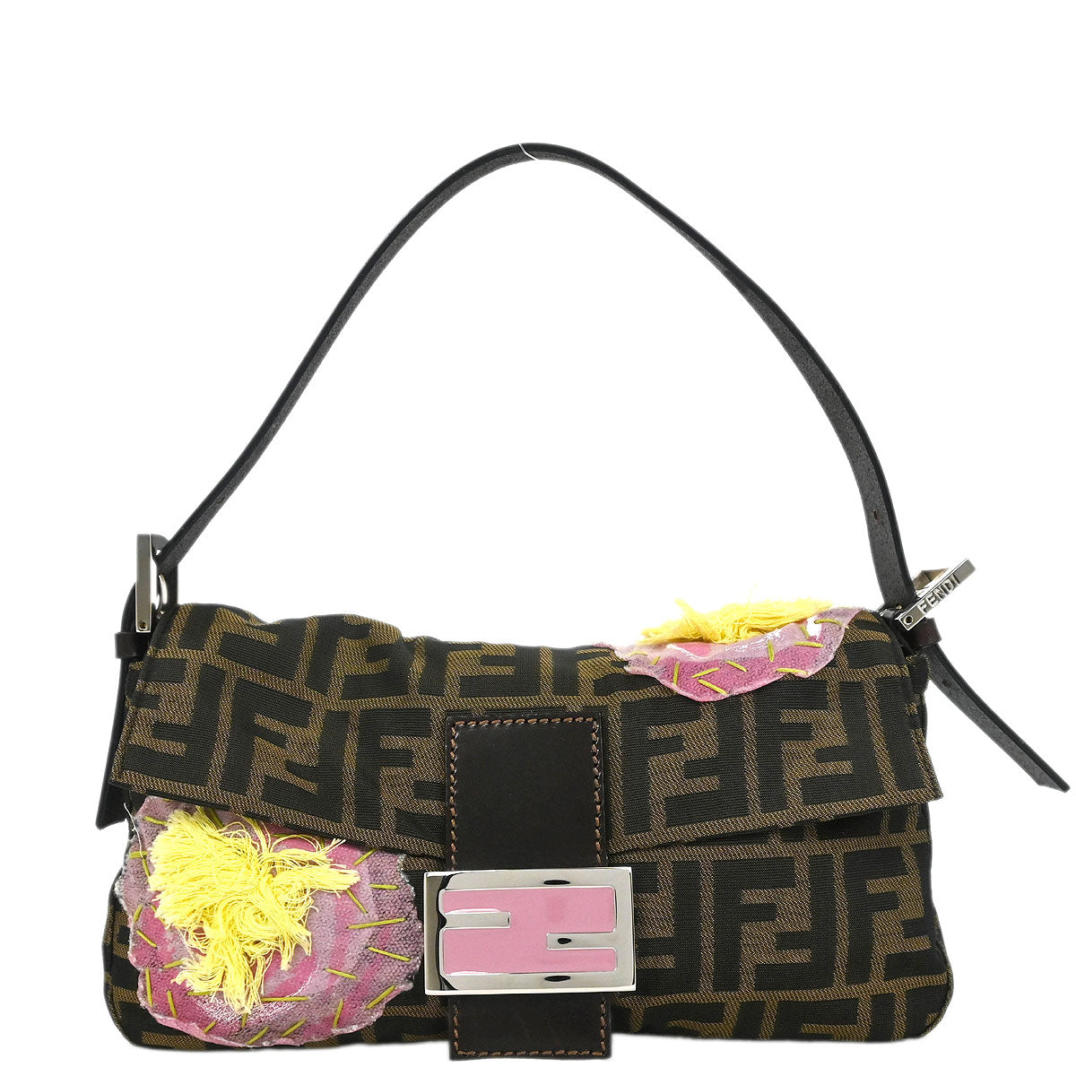Fendi Brown Zucca Patchwork Baguette Handbag