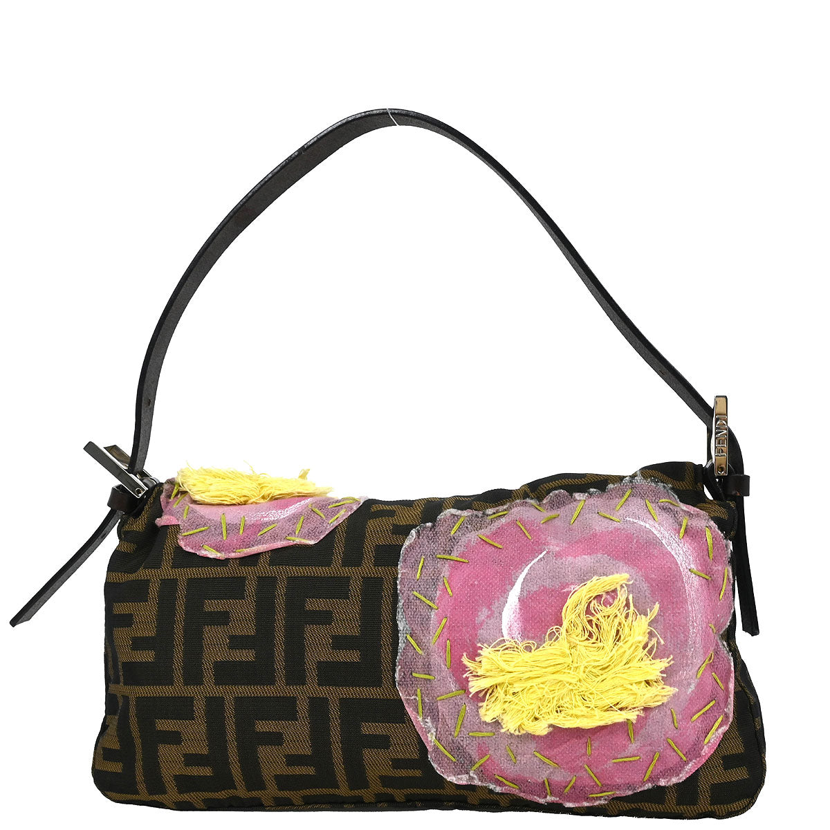 Fendi Brown Zucca Patchwork Baguette Handbag