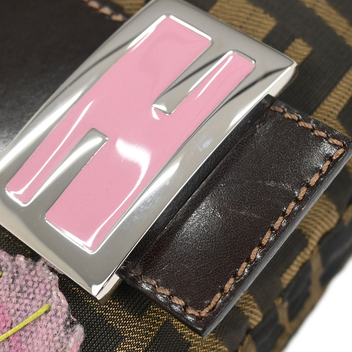 Fendi Brown Zucca Patchwork Baguette Handbag