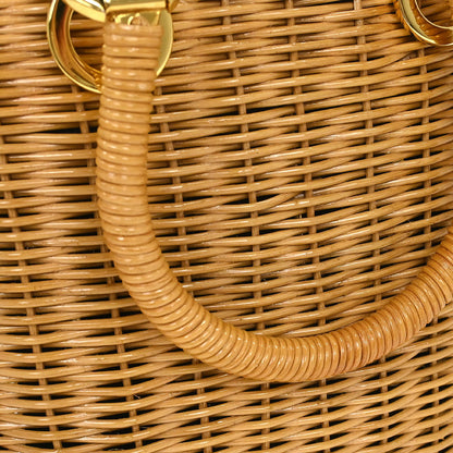 Salvatore Ferragamo Beige Rattan Gancini Basket Handbag