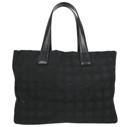 Chanel Black Jacquard Nylon Travel Line Tote Handbag