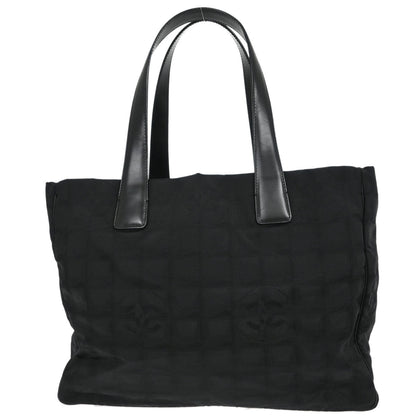 Chanel Black Jacquard Nylon Travel Line Tote Handbag