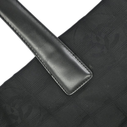 Chanel Black Jacquard Nylon Travel Line Tote Handbag