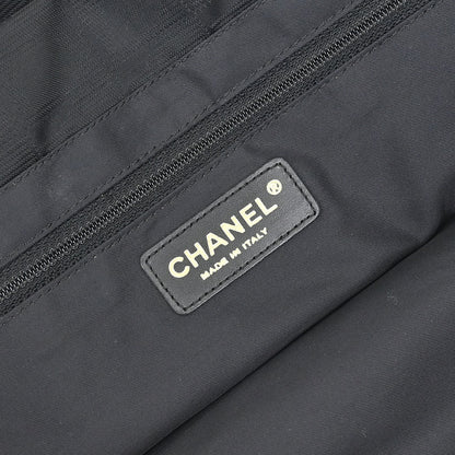 Chanel Black Jacquard Nylon Travel Line Tote Handbag