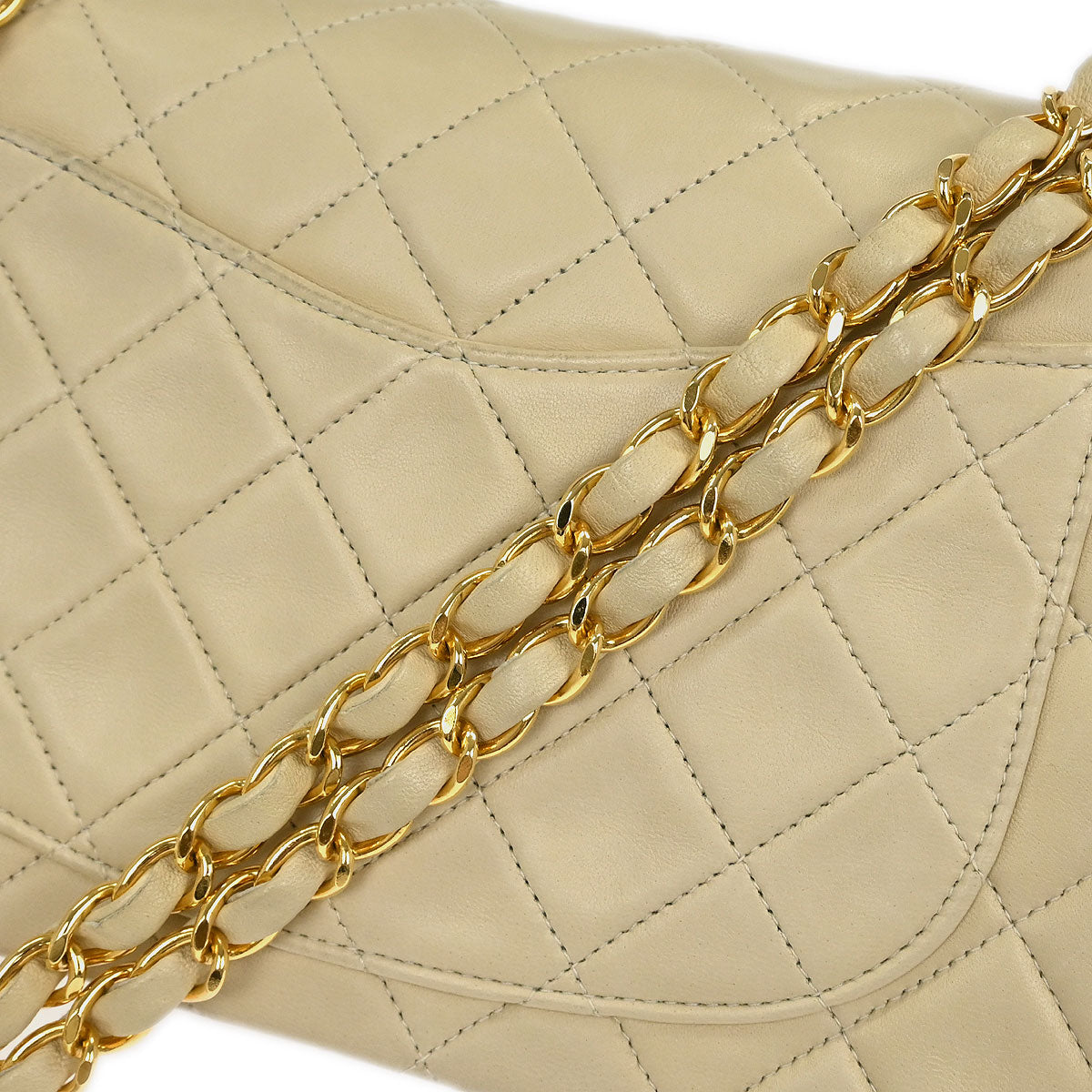 Chanel Off-white Lambskin Small Classic Double Flap Shoulder Bag