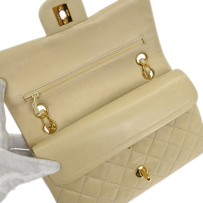 Chanel Off-white Lambskin Small Classic Double Flap Shoulder Bag