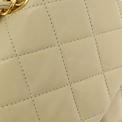 Chanel Off-white Lambskin Small Classic Double Flap Shoulder Bag
