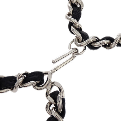 Chanel Silver Black Chain Belt CC Leather 05V Small Good