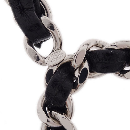Chanel Silver Black Chain Belt CC Leather 05V Small Good