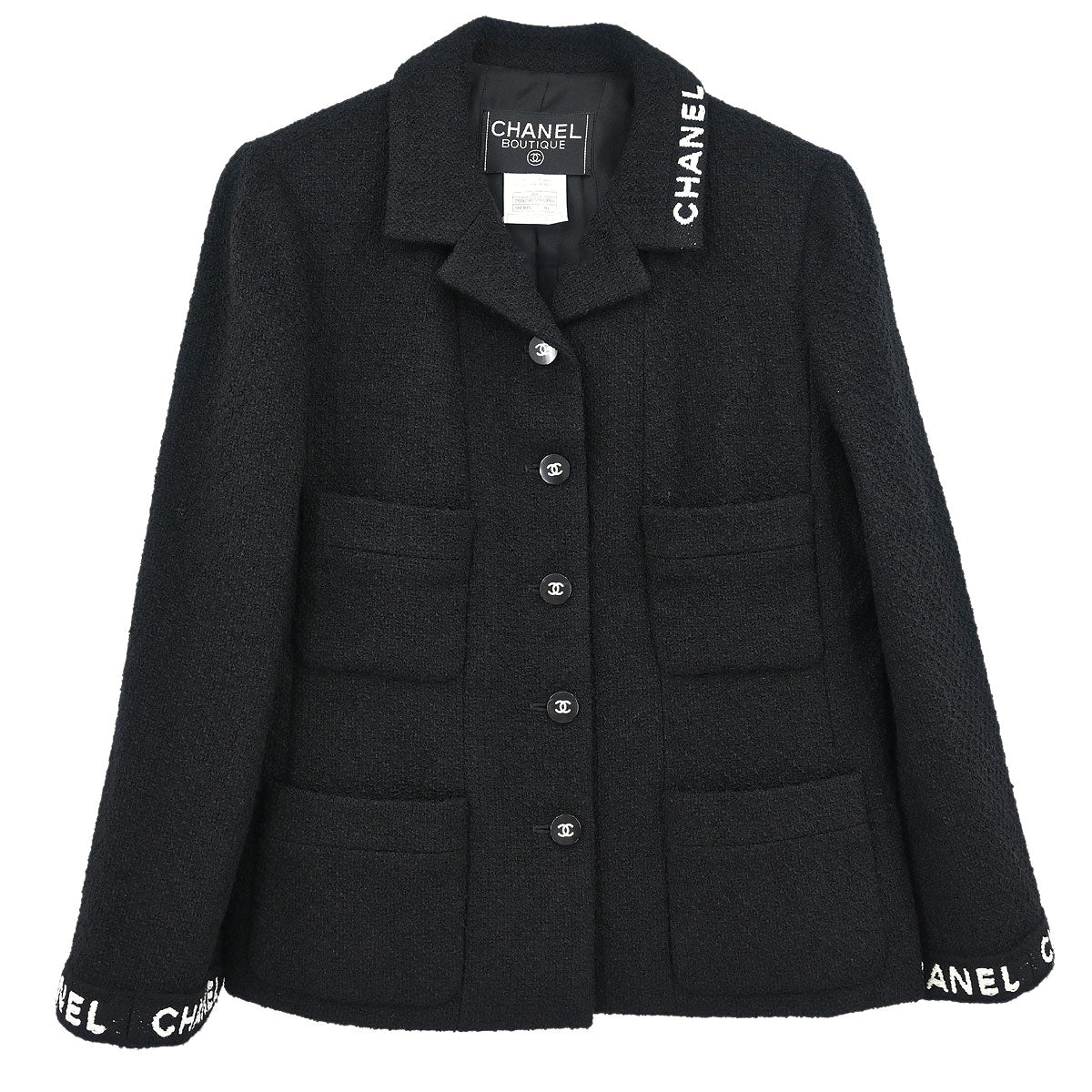 Chanel Single Breasted Jacket Black #36