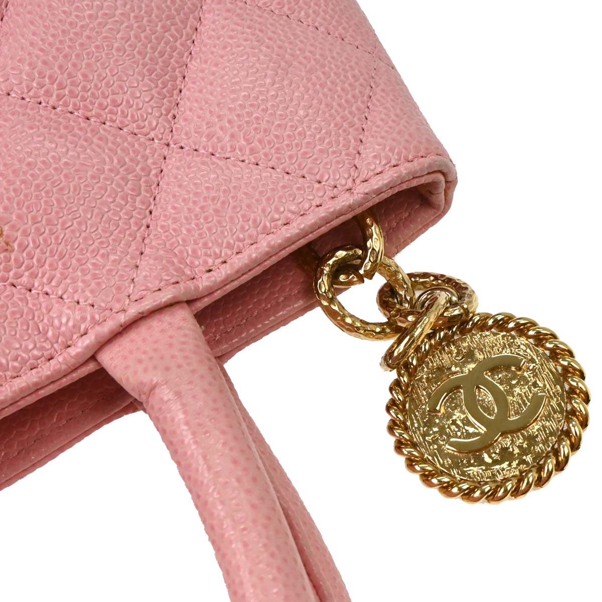 Chanel 2004-2005 Pink Caviar Medallion Tote Handbag