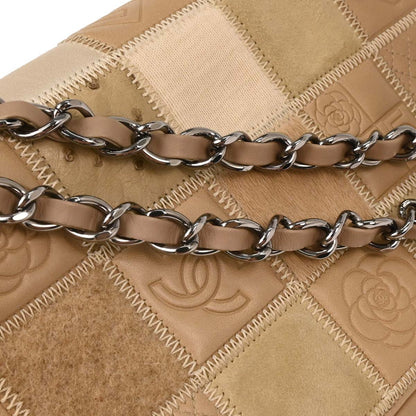Chanel * 2006-2008 Brown Mixed Material Patchwork Single Flap Bag Mediuｍ