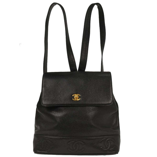 Chanel 1996-1997 Black Caviar Triple CC Backpack