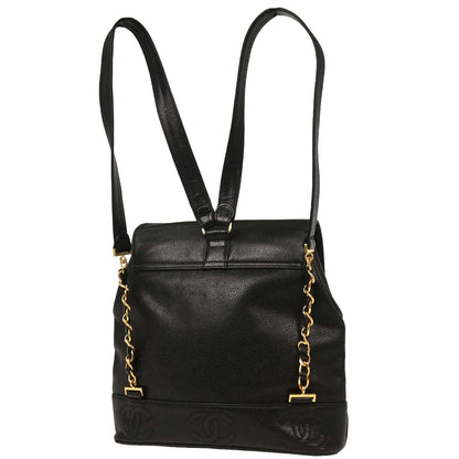 Chanel 1996-1997 Black Caviar Triple CC Backpack