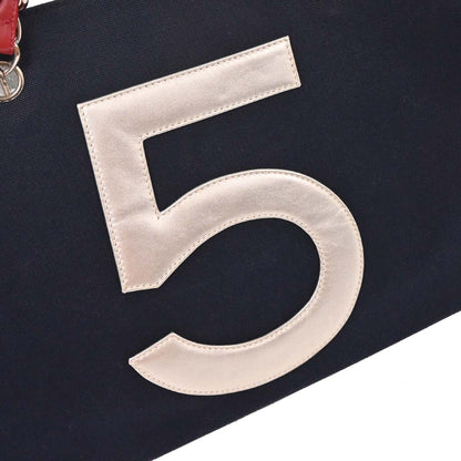 Chanel 2002-2003 Navy Silver Canvas No.5 Choco Bar Tote Handbag