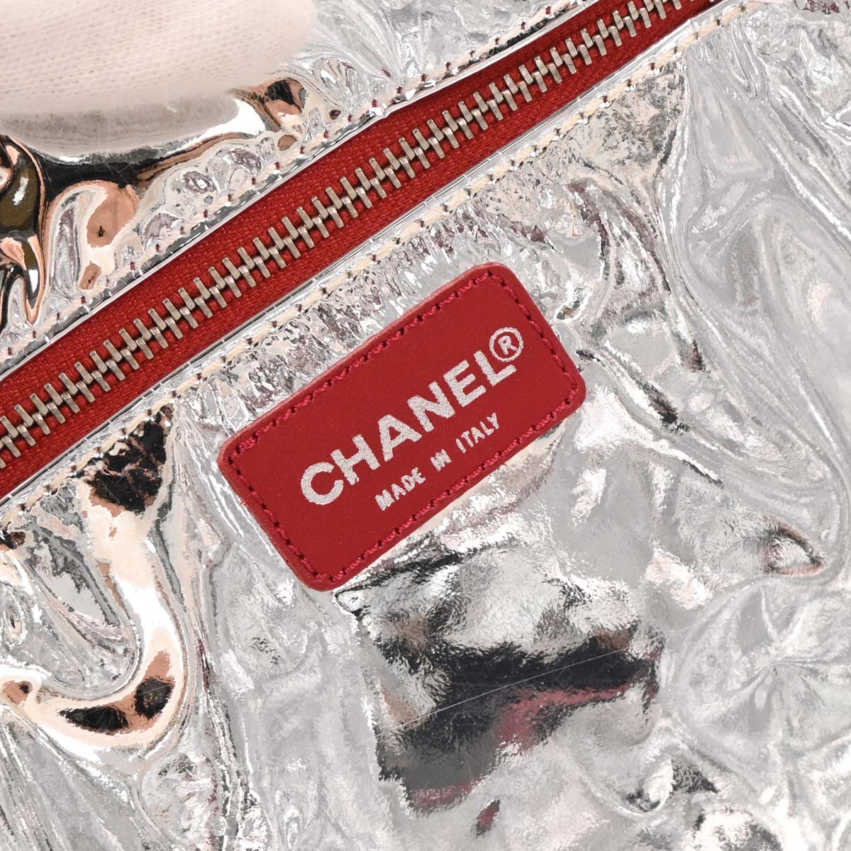 Chanel 2002-2003 Navy Silver Canvas No.5 Choco Bar Tote Handbag