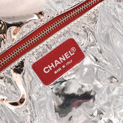 Chanel 2002-2003 Navy Silver Canvas No.5 Choco Bar Tote Handbag