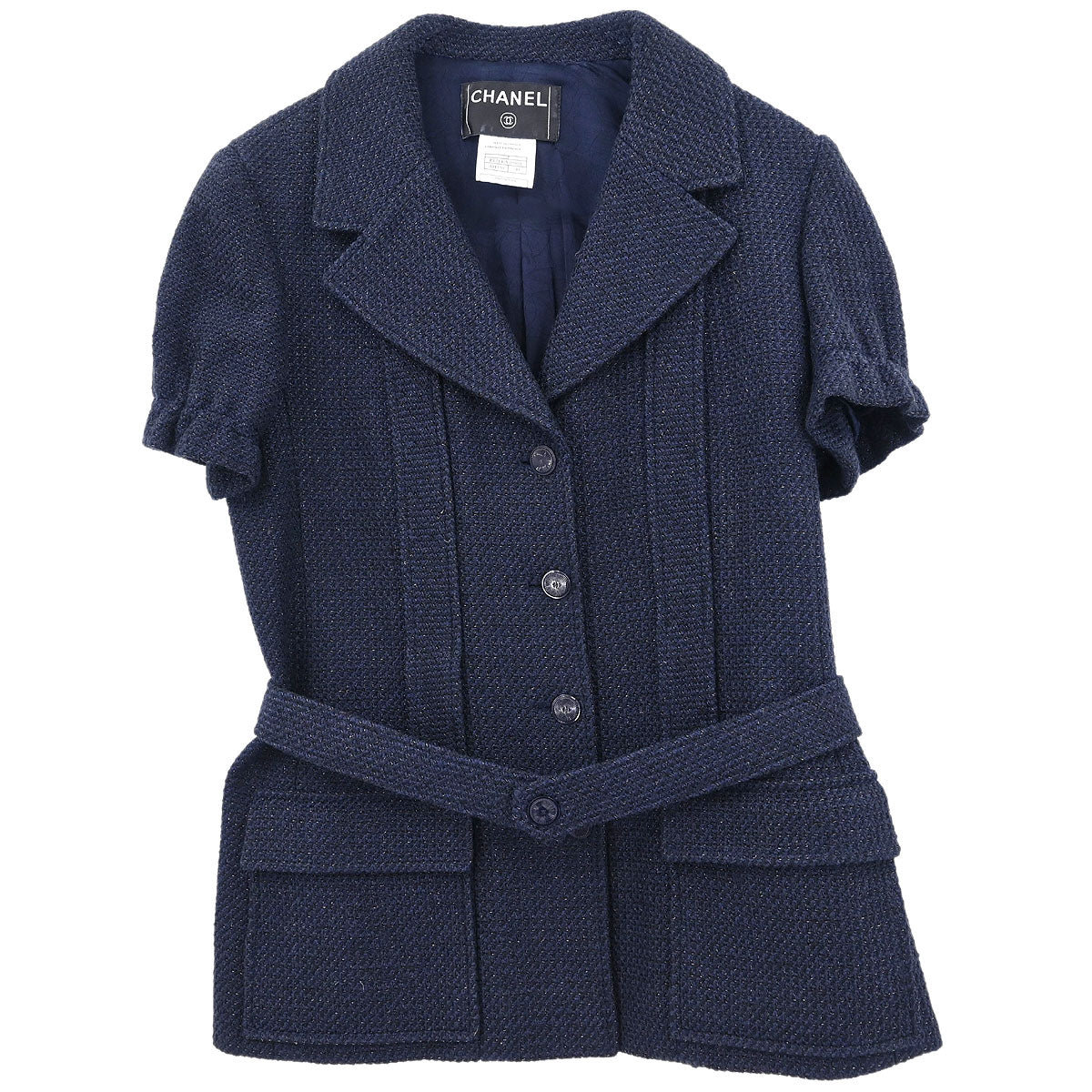 Chanel Single Breasted Jacket Navy #40