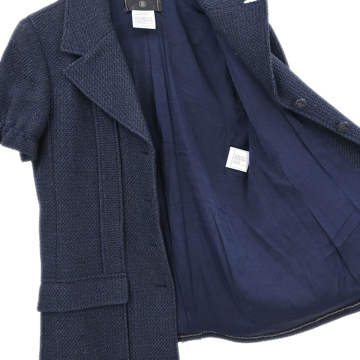 Chanel Single Breasted Jacket Navy #40