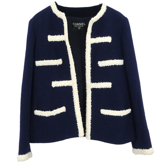 Chanel Collarless Jacket Navy