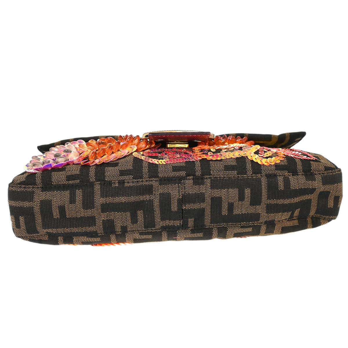 Fendi * Brown Zucca Lizard Baguette Handbag