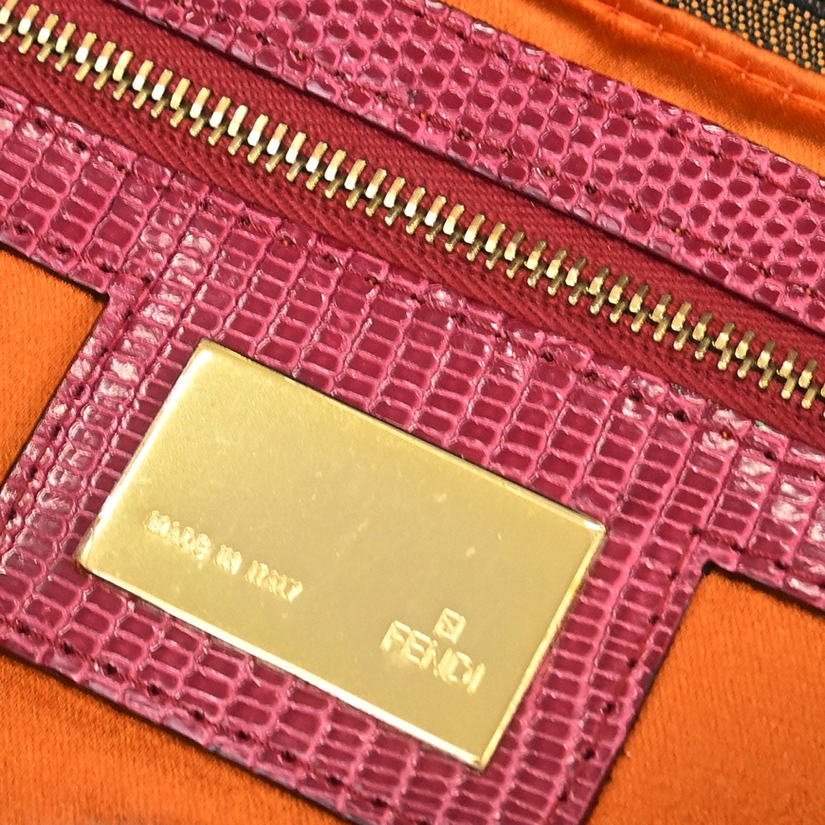 Fendi * Brown Zucca Lizard Baguette Handbag