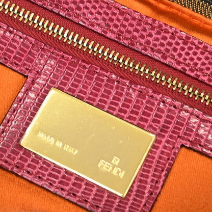 Fendi * Brown Zucca Lizard Baguette Handbag