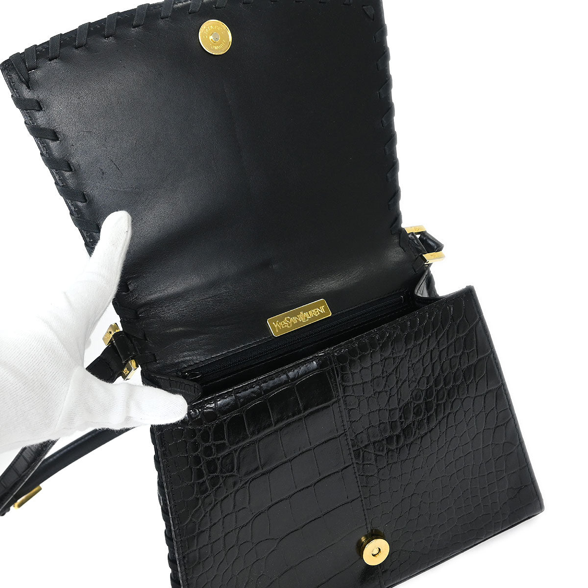 Yves Saint Laurent * Black Leather Shoulder Bag